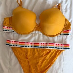 Victoria's Secret PINK Yellow Bra and Panty Set
